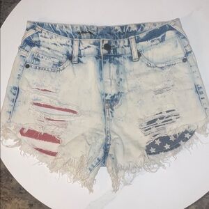 Target Blue and White Distressed Jean Shorts